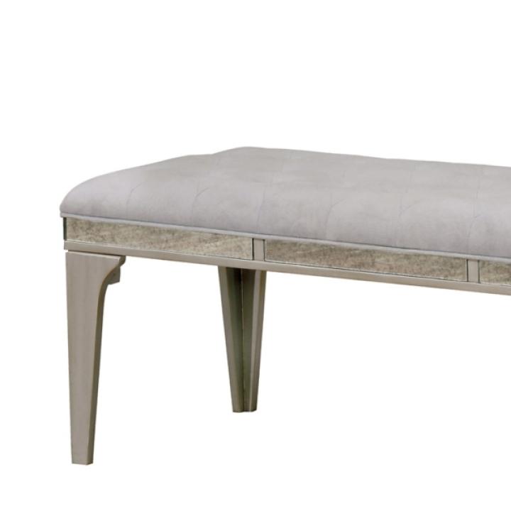 Gray Tufted Upholstered Silver Dining Bench