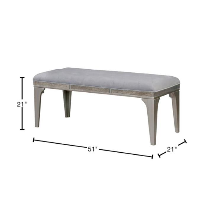 Gray Tufted Upholstered Silver Dining Bench