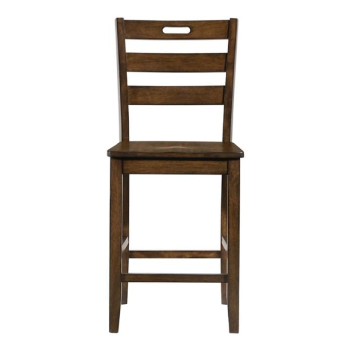 Rustic Oak Wood Quinby Counter Stools, Set of 2