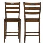 Rustic Oak Wood Quinby Counter Stools, Set of 2