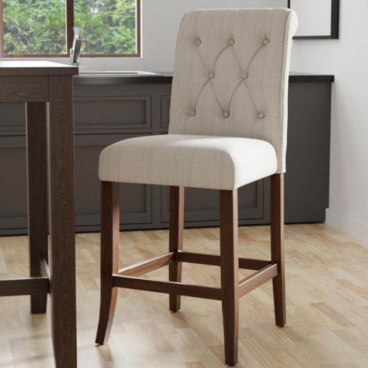 Beige Tufted Landon Counter Stools, Set of 2