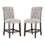 Beige Tufted Landon Counter Stools, Set of 2