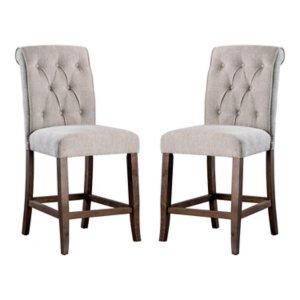 Beige Tufted Landon Counter Stools, Set of 2