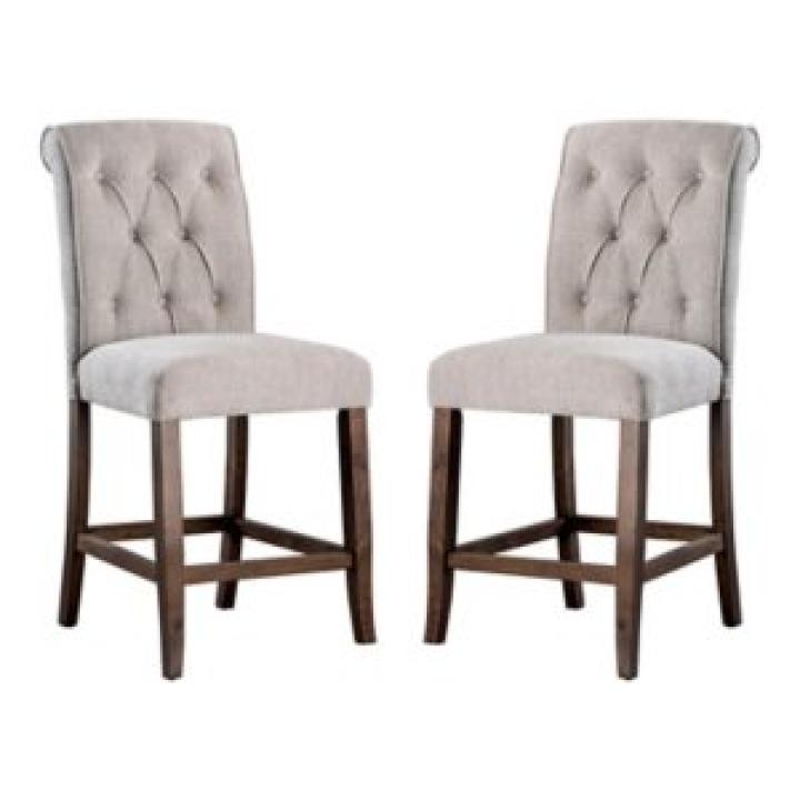 Beige Tufted Landon Counter Stools, Set of 2