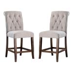 Beige Tufted Landon Counter Stools, Set of 2