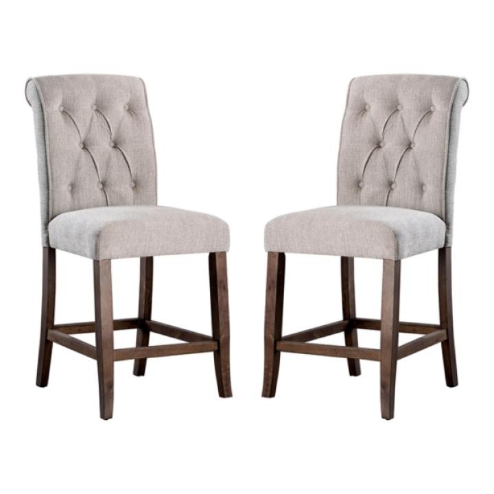Beige Tufted Landon Counter Stools, Set of 2