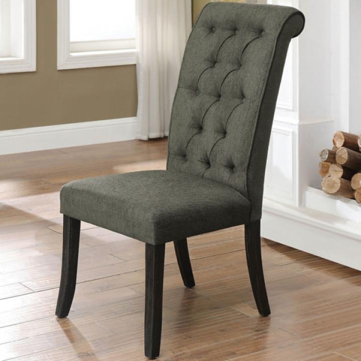 Gray Tufted Landon Dining Chairs, Set of 2
