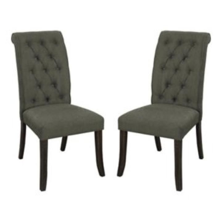 Gray Tufted Landon Dining Chairs, Set of 2