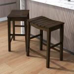 Dark Oak Wood Whitcombe Counter Stools, Set of 2