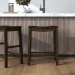 Dark Oak Wood Whitcombe Counter Stools, Set of 2
