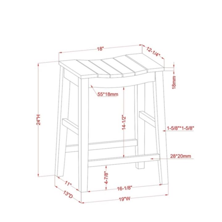 Dark Oak Wood Whitcombe Counter Stools, Set of 2