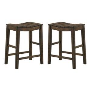 Dark Oak Wood Whitcombe Counter Stools, Set of 2