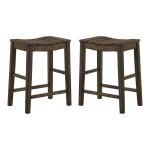 Dark Oak Wood Whitcombe Counter Stools, Set of 2