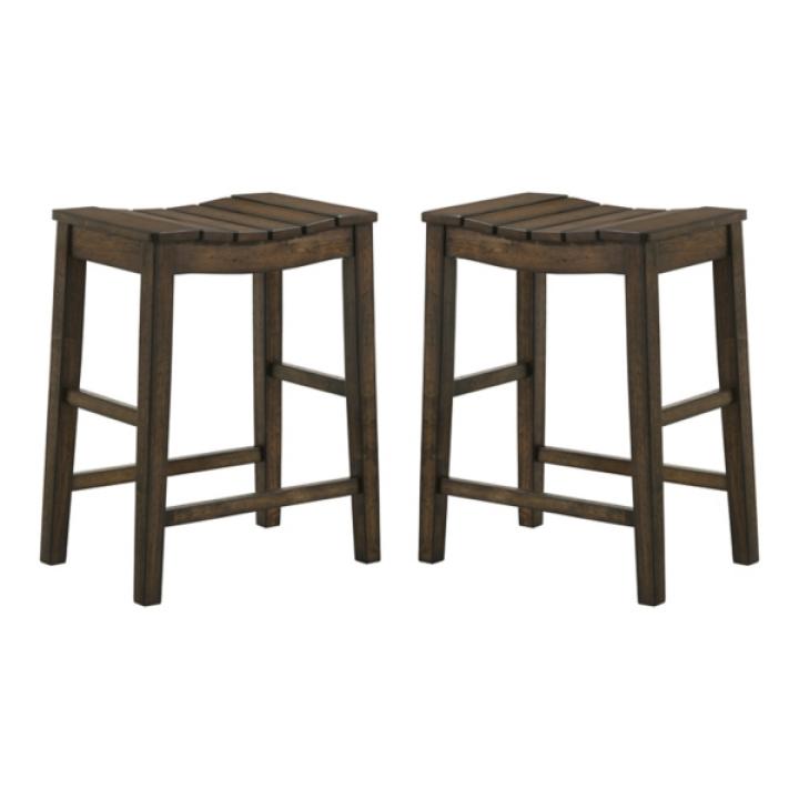 Dark Oak Wood Whitcombe Counter Stools, Set of 2