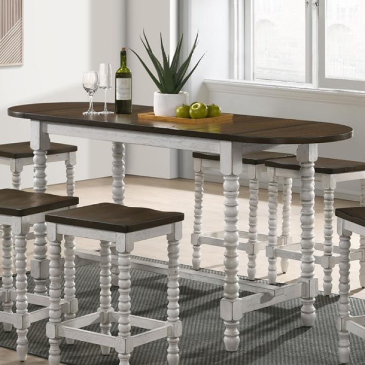 Dark Walnut & White Wood Ema Counter Height Table