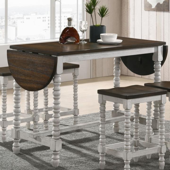 Dark Walnut & White Wood Ema Counter Height Table