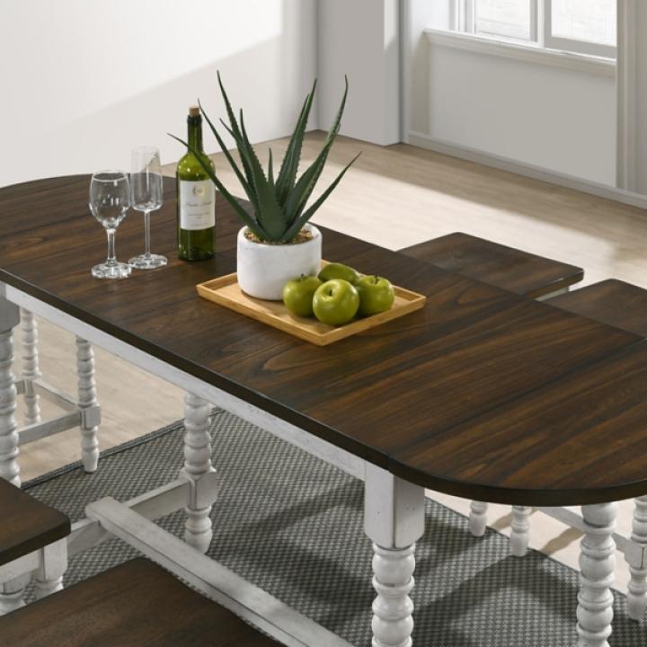 Dark Walnut & White Wood Ema Counter Height Table