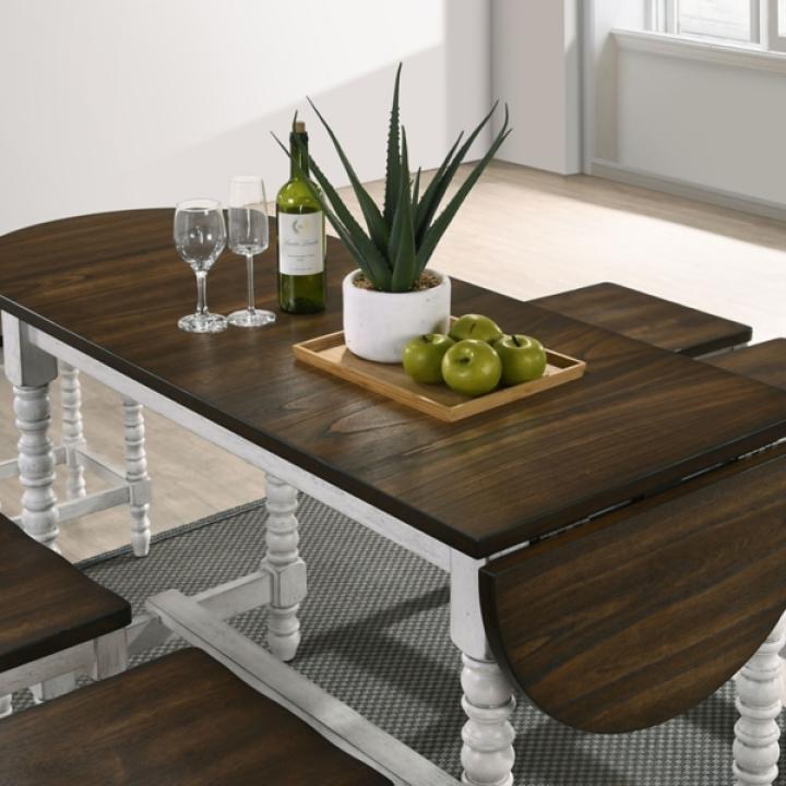 Dark Walnut & White Wood Ema Counter Height Table