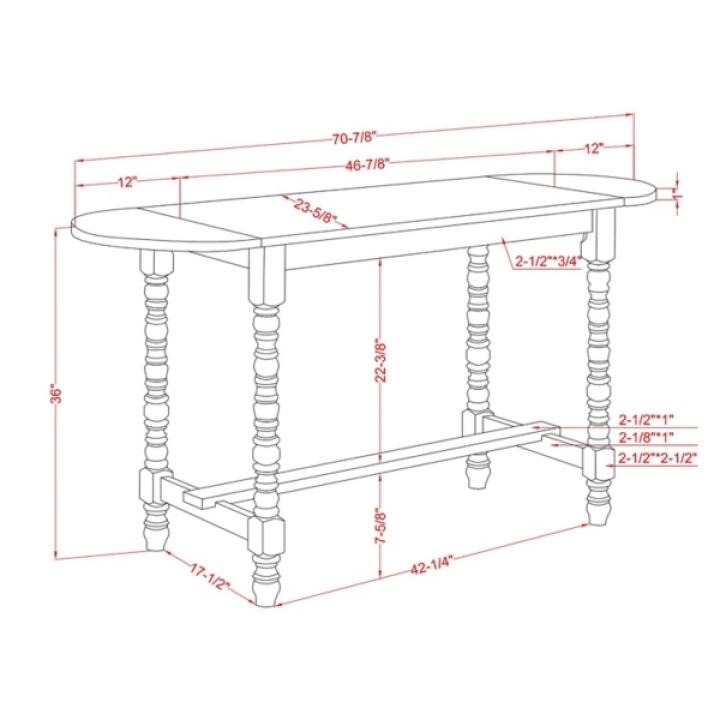Dark Walnut & White Wood Ema Counter Height Table