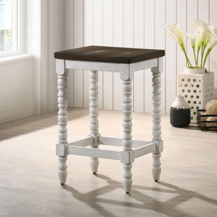 Dark Walnut & White Wood Ema 2-pc. Counter Stools