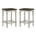 Dark Walnut & White Wood Ema 2-pc. Counter Stools