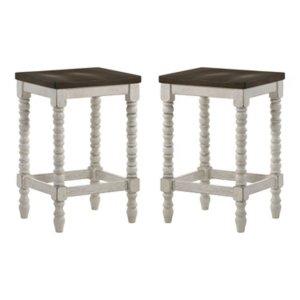 Dark Walnut & White Wood Ema 2-pc. Counter Stools