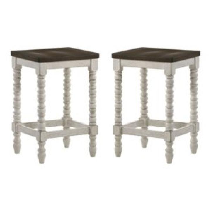 Dark Walnut & White Wood Ema 2-pc. Counter Stools