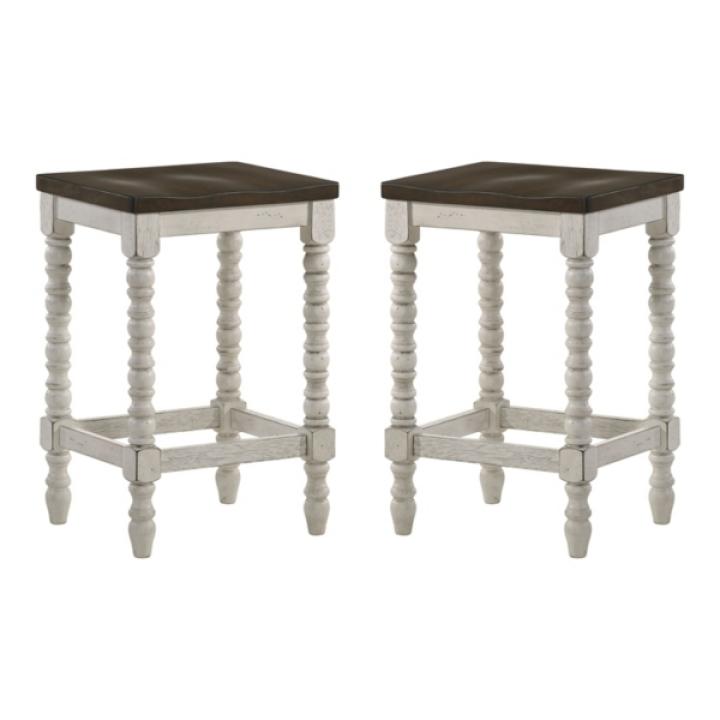 Dark Walnut & White Wood Ema 2-pc. Counter Stools