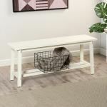 Antique White Wood Noah Bench