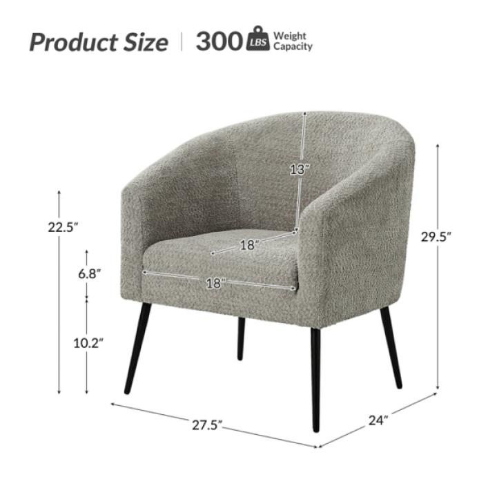 Gray Boucle Chenille George Accent Chair