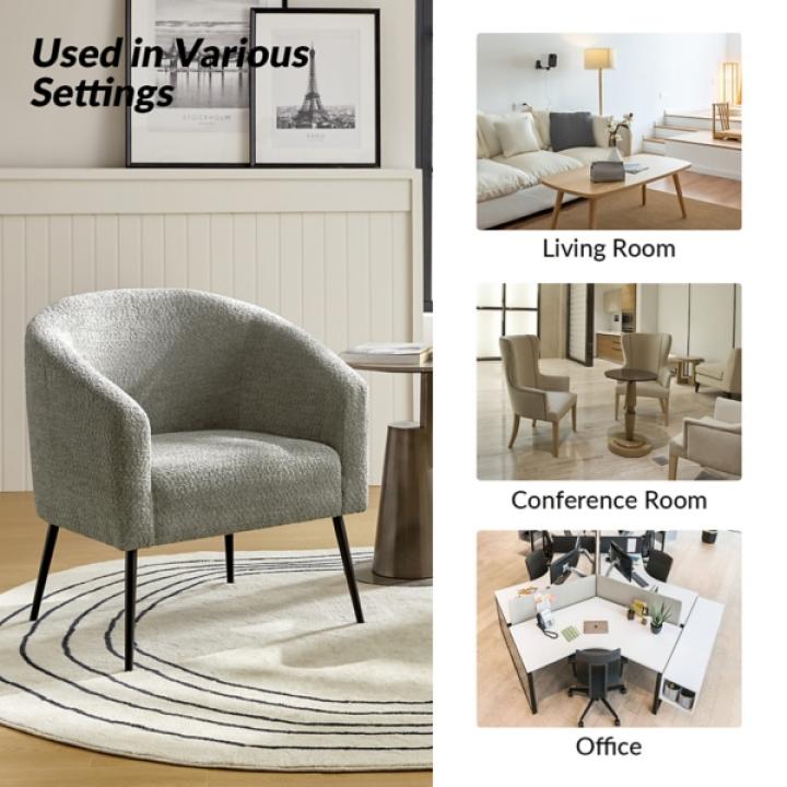 Gray Boucle Chenille George Accent Chair