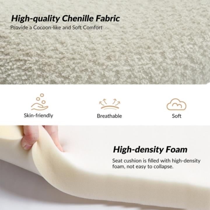 Ivory Boucle Chenille George Accent Chair