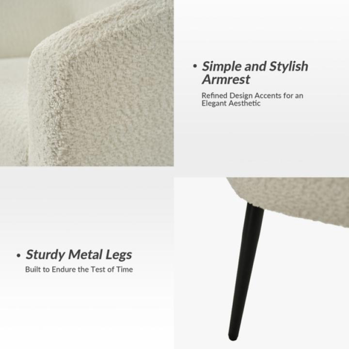 Ivory Boucle Chenille George Accent Chair