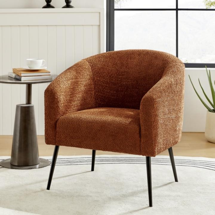 Brown Boucle Chenille George Accent Chair