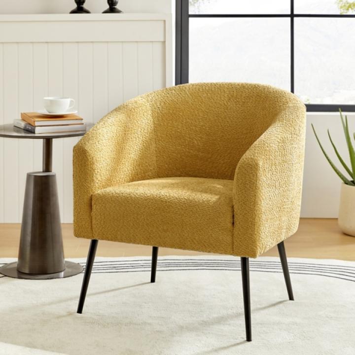 Yellow Chenille Upholstered Georgia Accent Chair