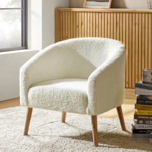 Ivory Sherpa Upholstered Nelle Accent Chair