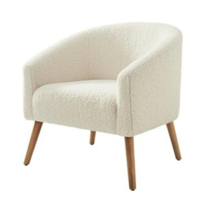 Ivory Sherpa Upholstered Nelle Accent Chair