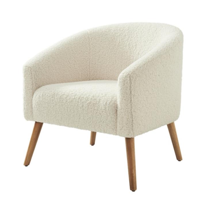 Ivory Sherpa Upholstered Nelle Accent Chair