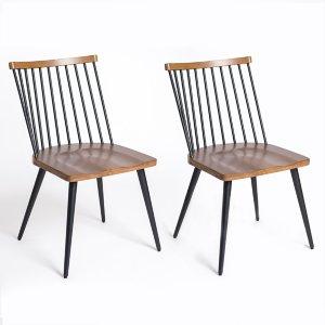 Holland Black & Brown Dining Chairs, Set of 2