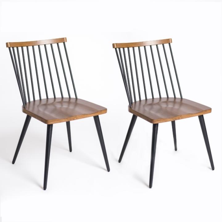 Holland Black & Brown Dining Chairs, Set of 2