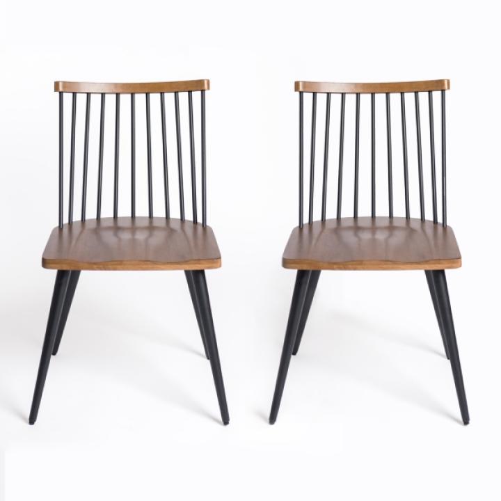 Holland Black & Brown Dining Chairs, Set of 2
