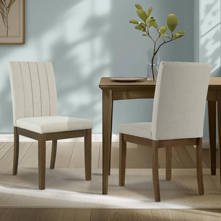 Everly Taupe Upholstered Dining Chairs, Set of 2