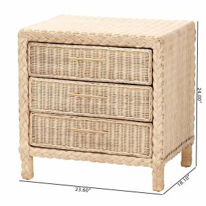 Sun Bleached Braided Rattan Nightstand