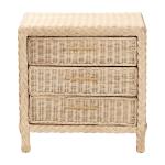 Sun Bleached Braided Rattan Nightstand