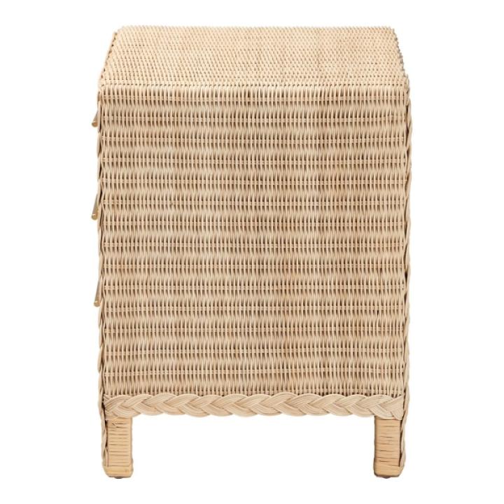 Sun Bleached Braided Rattan Nightstand