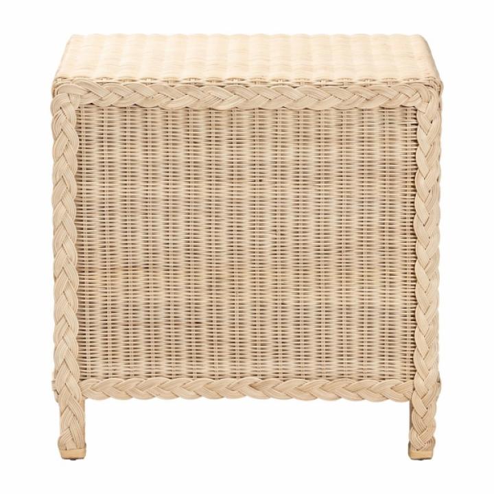 Sun Bleached Braided Rattan Nightstand