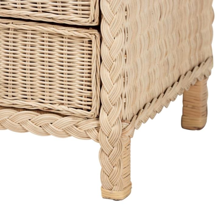 Sun Bleached Braided Rattan Nightstand