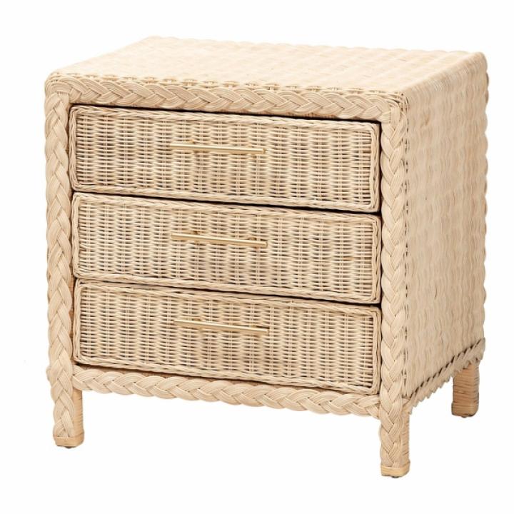 Sun Bleached Braided Rattan Nightstand
