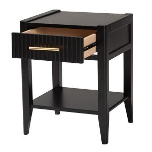 James Mid-Century Black 1-Drawer Nightstand