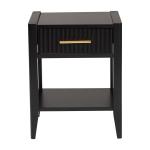 James Mid-Century Black 1-Drawer Nightstand